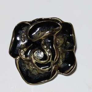  free shipping Vintage black rose motif. wonderful 2way accessory pendant top & scarf clip rhinestone black rose 