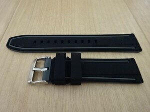 腕時計用 バンド シリコンラバー ベルト 22mm 灰/黒 グレー/ブラック