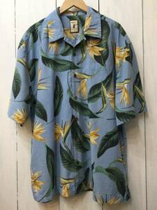 JAMAICA JAXX シルクシャツ アロハシャツ ハワイアン シルク 半袖開襟シャツ メンズXXL 大きめ 青系 良品綺麗