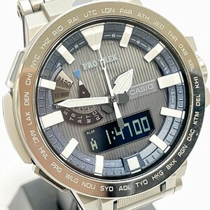 【中古】カシオ CASIO プロトレック PRO TREK 腕時計メンズ PRX-8000GT-7JF ソーラー デジタル アナログ チタン メタルバンド 11013628