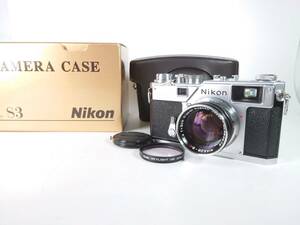 超美品 Nikon S3 + NIKKOR-S.C 5cm F1.4 フィルム レンジファインダー カメラ ニコン 専用ケース付き ヱOA4b