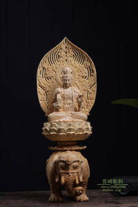 観音菩薩 菩薩 大型高37cm 天然木檜材 手作り 木彫り 仏教工芸品