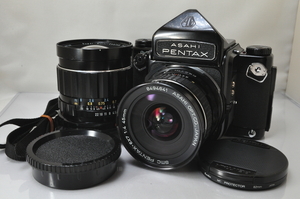 ★★中古品 PENTAX ASAHI 6x7 中判カメラ + 6x7 45mm F4 Lens + TAKUMAR 75mm F4.5 Lens♪♪#1551EX