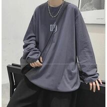 ワンポイントロングスリーブTシャツ　ユニセックス　ダークグレー　Lサイズ　新品_画像3