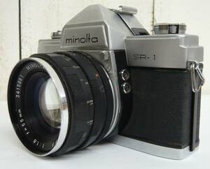 昭和レトロ 当時物 RETRO CAMERA MINOLTA ミノルタ フィルム カメラ 一眼レフ SR-1 フィルター付 AUTO ROKKOR-PF F1.8/55mm Made in japan