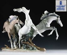 LLADRO リヤドロ「飛翔」馬 3頭 フィギュリン 置物 特大69cm コレクター放出品[45155qwt]_画像1