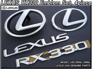 ハリアーU30/LEXUS/レクサスRX330純正USエンブレムセット-前後4点(04-05y)/USDM北米仕様TOYOTAトヨタHARRIER前期300GシンボルLマークUSA