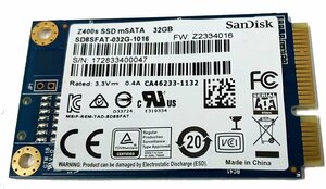 送料無料 ★ SanDisk Z400s SSD mSATA 32GB SATA SD8SFAT-032G-1016 【中古】