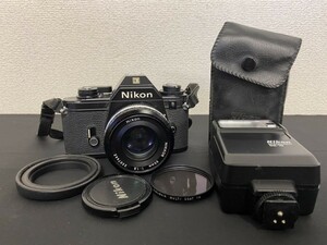 A3　Nikon　ニコン　EM　M90　ブラックボディ　NIKKOR 1:1.8 　50㎜　一眼レフ　フィルムカメラ　SB-19付　SPEEDLIGHT　現状品