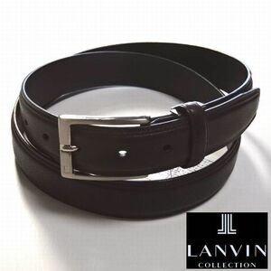 新品 LANVIN COLLECTION ランバンコレクション ロゴ 本牛革レザーベルト 茶 バックル メンズ 男性 紳士用 スーツ ビジネスに 展示