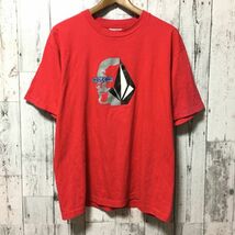 希少 90's ボルコム VOLCOM ロゴ プリント メンズ 半袖 Tシャツ Lサイズ 赤 ヴィンテージ USA 古着_画像2