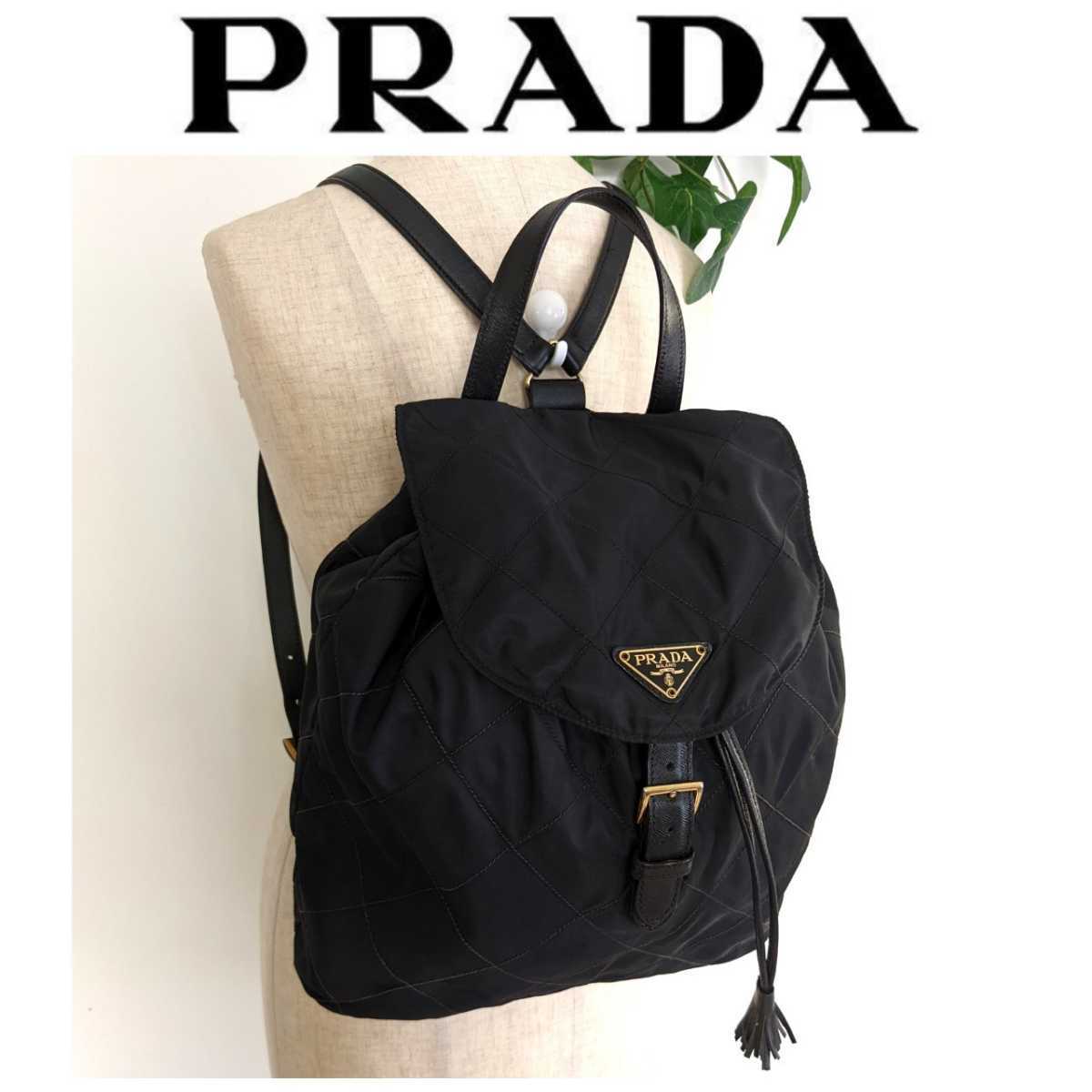 66%以上節約 良品PRADA レザー ナイロン リュック 鞄 バッグ 黒