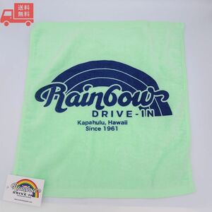 ハンドタオル グリーン パイル生地 レインボードライブイン NEON LOGO Rainbow Drive-In ハワイ Hawaii