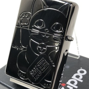 Zippo Shell Inlay 天然貝 シェル ラッキーキャット 招き猫/両面 /ピンク 桃黒 BK 新品の画像3