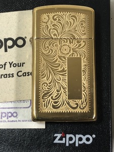 1998年製/新品 Zippo Venetianベネチアン（唐草スリム）ブラス#1652B 真鍮無垢