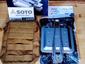 新品未使用 SOTOソトミニマルホットサンドメーカー ST-952 ミリタリー ポーチコヨーテ、非売品ステッカー付き
