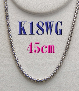 K18WG 18 золотой белое золото колье 45cm примерно 4.85g раздвижной 