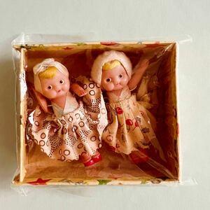 【未開封】希少品！ セルロイド ドール 人形 1 pair china dolls 3 1/2 インチ 日本製 当時物 昭和レトロ ヴィンテージ チャイナドール