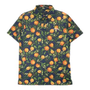 【即決】CALLAWAY キャロウェイ 半袖ポロシャツ オレンジ 総柄 ネイビー系 L [240001745327] ゴルフウェア メンズ