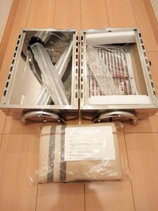 レア物★未使用★ ステンレス製大型バーベキューコンロ レジャーシート付