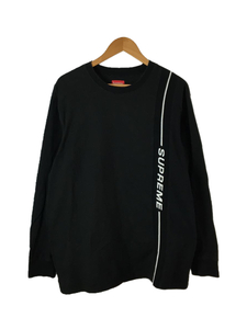 Supreme◆18AW/Vertical Logo Stripe L/S Top/長袖Tシャツ/L/コットン/BLK