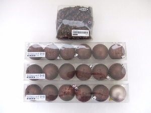 [ bargain ]*IKEA/ Ikea * ornament 4 point set / ball & Galland / light brown group color / interior / decoration / long-term keeping goods 