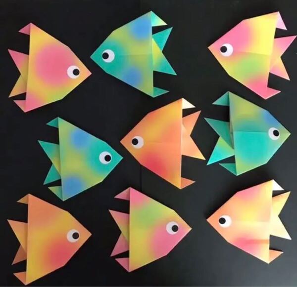 ★ハンドメイド★折り紙★熱帯魚(ピンク、グリーン、オレンジ)★夏 魚釣り 壁面飾り 壁面装飾 幼稚園 保育園 施設