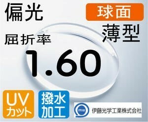 伊藤光学 RARTS 偏光薄型 球面1.60 伊達 超撥水 UVカット ポラライズド（2枚価格) レンズ交換のみOK