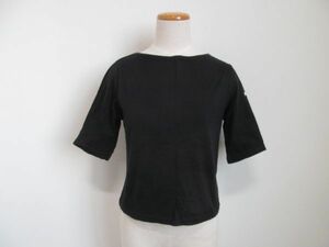 (49092)エルプラネット　ELLE PLANETE　半端袖　半袖　カットソー　Tシャツ　ブラック　40　USED