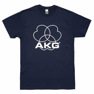 [XLサイズ]AKG （アーカーゲー） ヘッドフォン マイクロフォン オールドロゴTシャツ ネイビー