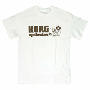 [Mサイズ]KORG（コルグ） シンセサイザー 70sヴィンテージデザインTシャツ ハウス テクノ クラブ DJ ホワイト