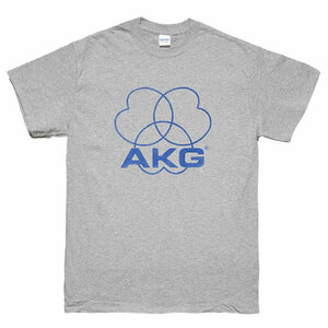 [Lサイズ]AKG （アーカーゲー） ヘッドフォン マイクロフォン オールドロゴTシャツ スポーツグレー