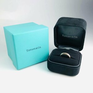 【77】 TIFFANY&Co. K18WG ホワイトゴールド 1837 ナローリング ダイヤ 2P ティファニー #8 