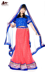  free shipping party dress cosplay wedding (1 point thing ) India. rehenga( salmon × blue ) brick 