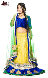  free shipping party dress cosplay wedding (1 point thing ) India. rehenga( yellow color × blue ) brick surrey 