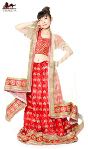  free shipping party dress cosplay wedding (1 point thing ) India. rehenga( red × beige ) brick 