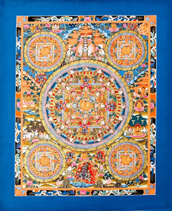 Art hand Auction Free shipping Thangka Buddhist painting Mandala Tibet [One of a kind] Thangka 5 Mandalas 48.5x61.5 Mandala Hand-painted Mandala India Book, Artwork, Painting, others