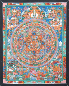 Art hand Auction Livraison gratuite Kannon Bodhisattva Thangka peinture bouddhiste [unique en son genre] Thangka Avalokiteshwara Mandala 55x45 cm Mandala tibétain, Ouvrages d'art, Peinture, autres