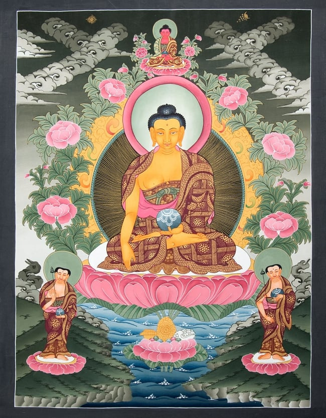 送料無料 阿しゅく如来 タンカ 仏画 マンダラ 〔一点物〕タンカ アクショービヤ･マンダラ 60.5x47cm チベット, 美術品, 絵画, その他