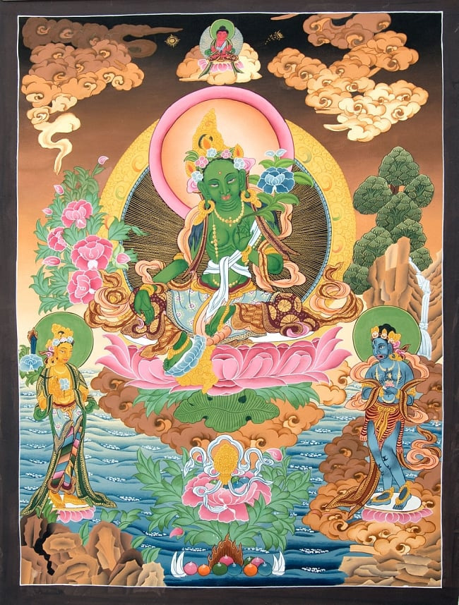 Envío Gratis pintura budista Thangka de Tara Verde [única en su tipo] Thangka 61, 5x46 cm Mandala tibetano Mandala pintado a mano, Obra de arte, Cuadro, otros