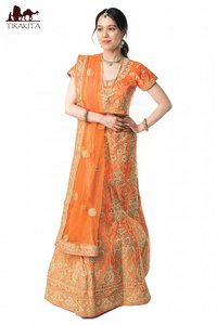  free shipping party dress cosplay wedding dress (1 point thing ) India. rehenga dress set orange 