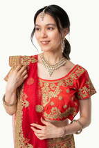 送料無料 パーティードレス コスプレ ウェディングドレス (1点物)インドのレヘンガドレスセット レッド_画像6