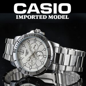 新品1円 逆輸入カシオ最新作 シルバーメタリック 30m防水 マルチファンクション 腕時計 新品 CASIO メンズ 激レア日本未発売