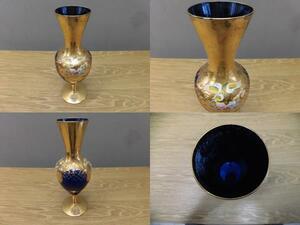 ベネチア・ムラノガラス・金彩花瓶 / ビンテージ・アンティーク 　全高26×胴幅9×口径6.5㎝位です