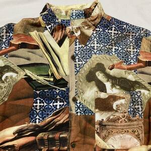 Art hand Auction 90s vintage EDOLCE 90s vintage EDOLCE art painting graphic all-over print long sleeve rayon shirt Italian fabric Venus size L, Long sleeve, Long sleeve shirts in general, Large size