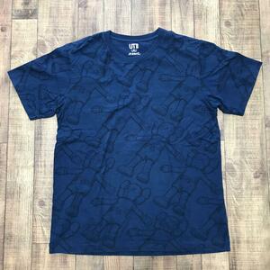 ブルー 青 希少XL ユニクロ×KAWS カウズ UNIQLOU Tシャツ