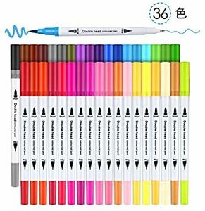 36色セット U UZOPI 水性ペン カラーペン 水彩毛筆 アートマーカー コピック サインペン 細字太字両用 鮮やか 手帳 