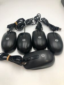 HP 光学式 有線マウス 有線 合計5個セット 動作確認済 hp 黒色 BLACK USB接続
