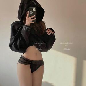 フリフリ お尻 透け透け えちえち ショーツ 黒 Mサイズ コスプレ パンティ Cosplay Underwear Lingerie Panties