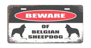 Собака [бельгийская овчарка/бельгийская овчарка] "остерегайтесь" предупреждение/знак двора/знак олова/оловянный знак/античный стиль/стиль кролика -4